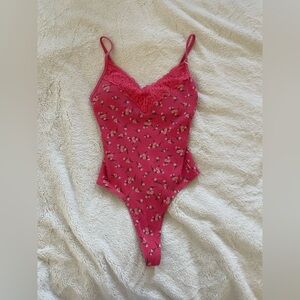 Pink by Victoria's Secret Pink Floral Lace Bodysuit